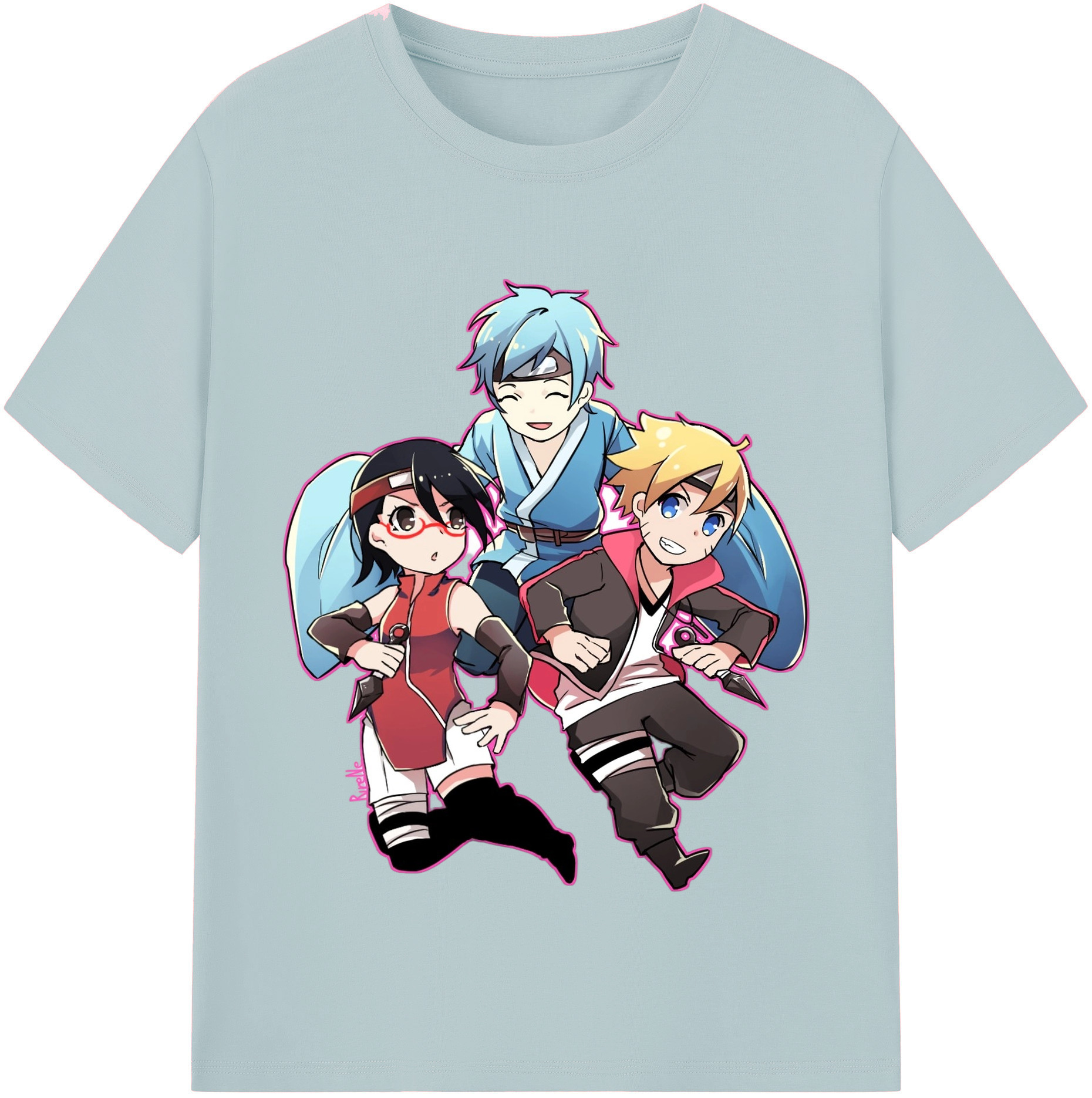 （画像用） NARUTO -ナルト- うちは サラダ Uchiha Sarada 綿100％半袖Tシャツ（フロントプリント）